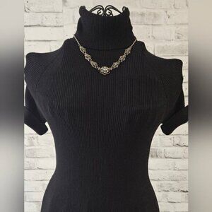 Vintage Silver Tone Necklace with a combination of clear baguette rhinestones